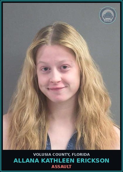 CCW arrest card for ALLANA KATHLEEN ERICKSON in Volusia County: ASSAULT
