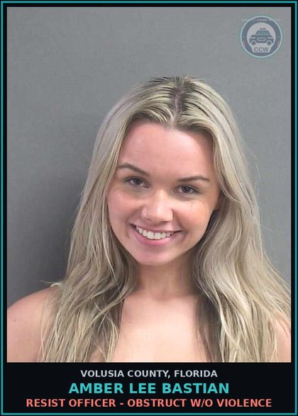 CCW arrest card for AMBER LEE BASTIAN in Volusia County: POSSESS CONTR SUBSTANCE W/O PRESCRP