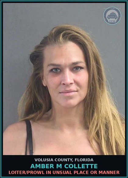 CCW arrest card for AMBER M COLLETTE in Volusia County: LOITER/PROWL IN UNSUAL PLACE OR MANNER