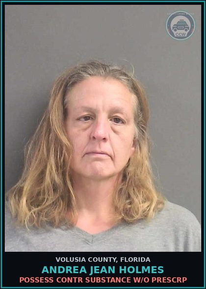 CCW arrest card for ANDREA JEAN HOLMES in Volusia County: POSSESS CONTR SUBSTANCE W/O PRESCRP