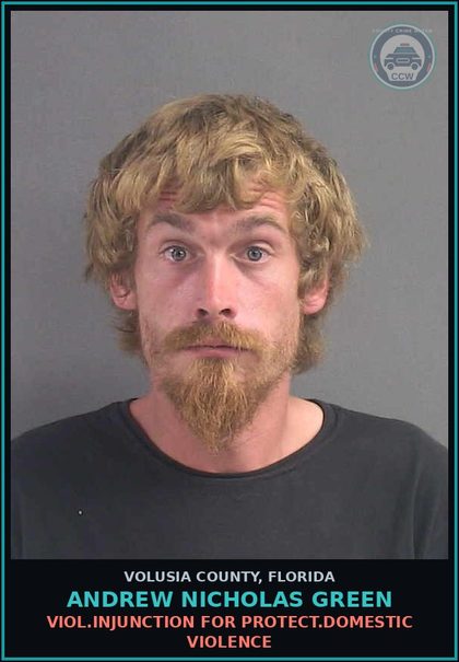 CCW arrest card for ANDREW NICHOLAS GREEN in Volusia County: VIOL.INJUNCTION FOR PROTECT.DOMESTIC VIOLENCE