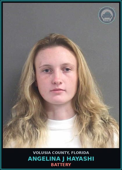 CCW arrest card for ANGELINA J HAYASHI in Volusia County: BATTERY