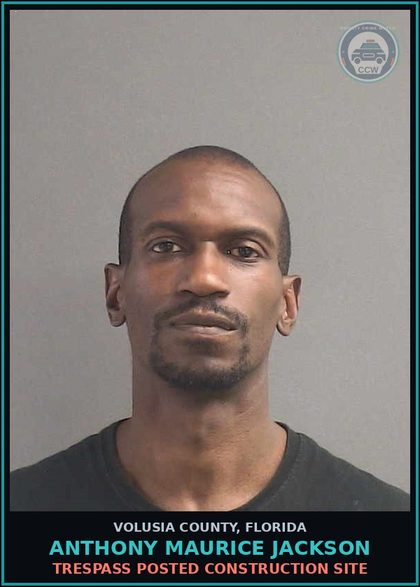 CCW arrest card for ANTHONY MAURICE JACKSON in Volusia County: TRESPASS POSTED CONSTRUCTION SITE