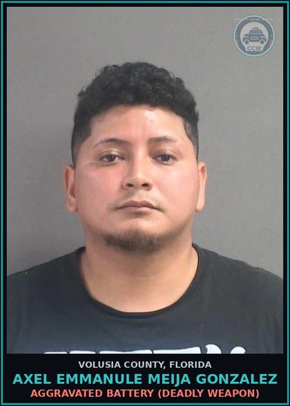 CCW arrest card for AXEL EMMANULE MEIJA GONZALEZ in Volusia County: IMM FED HLD