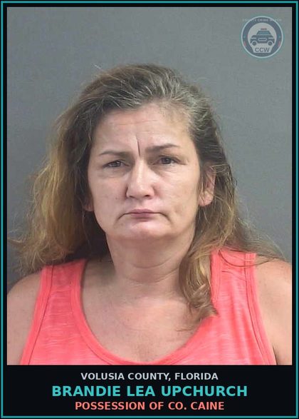 CCW arrest card for BRANDIE LEA UPCHURCH in Volusia County: POSSESSION OF CO. CAINE