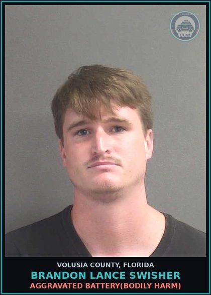 CCW arrest card for BRANDON LANCE SWISHER in Volusia County: AGGRAVATED BATTERY(BODILY HARM)