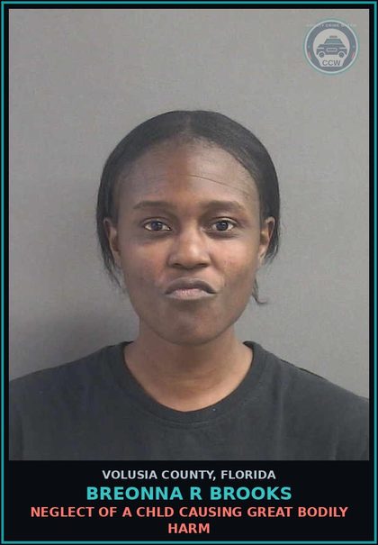 CCW arrest card for BREONNA R BROOKS in Volusia County: NEGLECT OF A CHLD CAUSING GREAT BODILY HARM