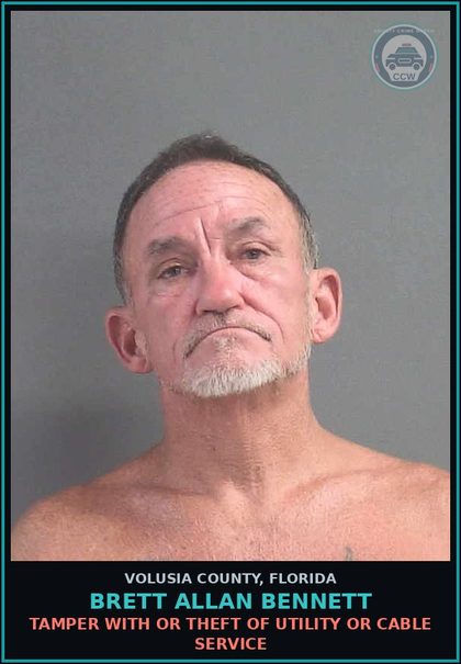 CCW arrest card for BRETT ALLAN BENNETT in Volusia County: TRESPASSING STRUCTURE OR CONVEYANCE