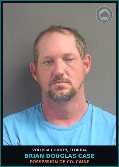CCW arrest card for BRIAN DOUGLAS CASE in Volusia County: POSSESSION OF CO. CAINE