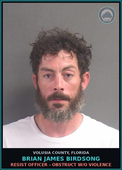 CCW arrest card for BRIAN JAMES BIRDSONG in Volusia County: RESIST OFFICER - OBSTRUCT W/O VIOLENCE