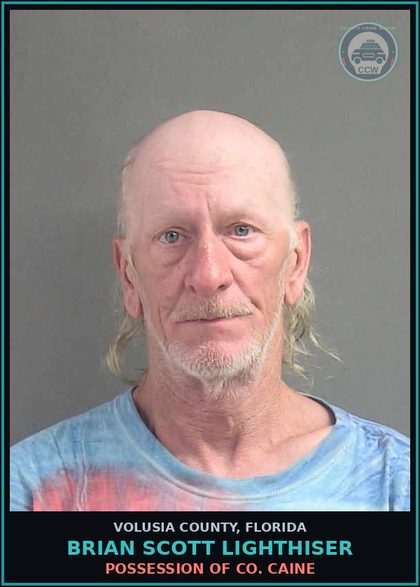 CCW arrest card for BRIAN SCOTT LIGHTHISER in Volusia County: POSSESSION OF CO. CAINE