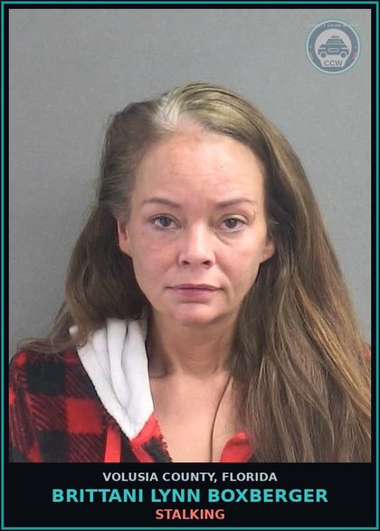 CCW arrest card for BRITTANI LYNN BOXBERGER in Volusia County: STALKING