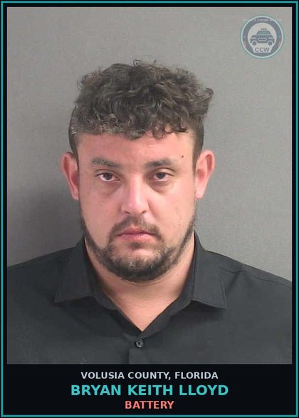 CCW arrest card for BRYAN KEITH LLOYD in Volusia County: BATTERY