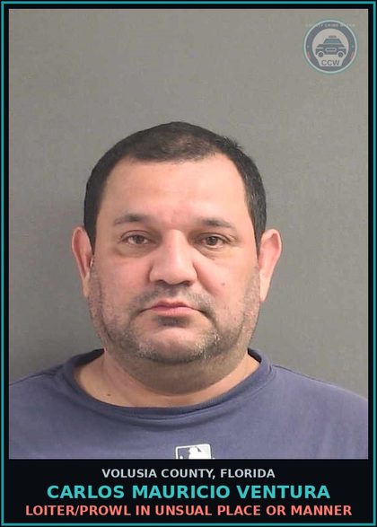 CCW arrest card for CARLOS MAURICIO VENTURA in Volusia County: LOITER/PROWL IN UNSUAL PLACE OR MANNER