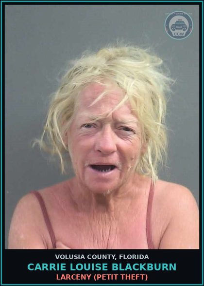 CCW arrest card for CARRIE LOUISE BLACKBURN in Volusia County: LARCENY (PETIT THEFT)