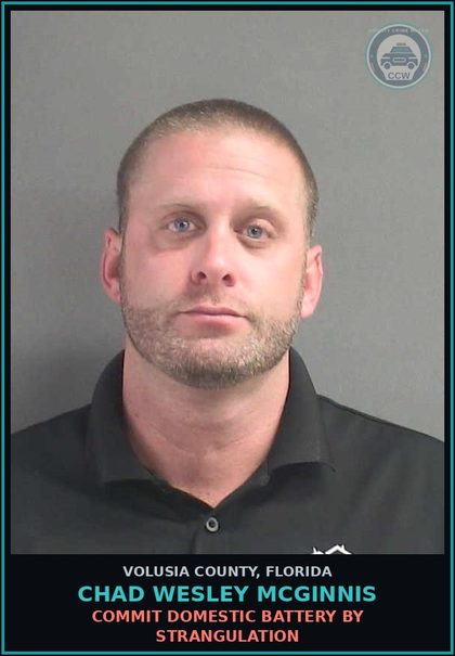 CCW arrest card for CHAD WESLEY MCGINNIS in Volusia County: COMMIT DOMESTIC BATTERY BY STRANGULATION