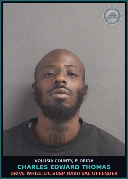 CCW arrest card for CHARLES EDWARD THOMAS in Volusia County: DRIVE WHILE LIC SUSP HABITUAL OFFENDER