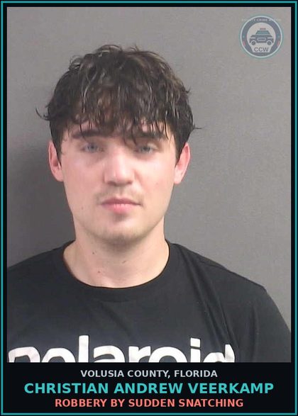 CCW arrest card for CHRISTIAN ANDREW VEERKAMP in Volusia County: TOUCH OR STRIKE