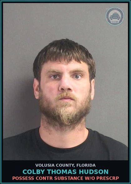 CCW arrest card for COLBY THOMAS HUDSON in Volusia County: POSSESS CONTR SUBSTANCE W/O PRESCRP
