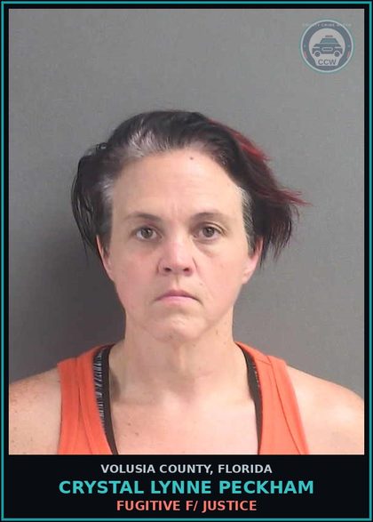 CCW arrest card for CRYSTAL LYNNE PECKHAM in Volusia County: FUGITIVE F/ JUSTICE