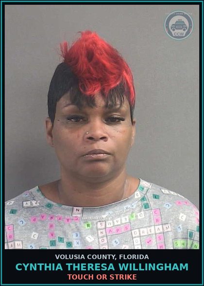 CCW arrest card for CYNTHIA THERESA WILLINGHAM in Volusia County: TOUCH OR STRIKE