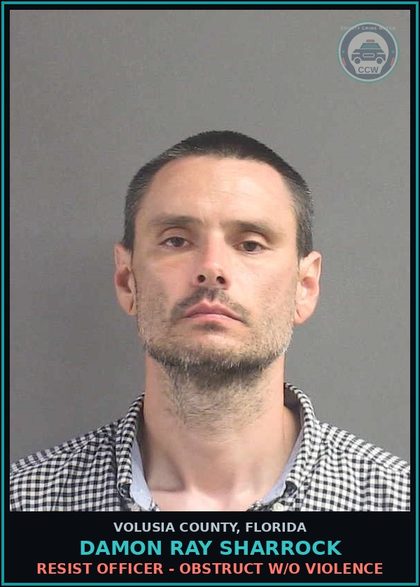 CCW arrest card for DAMON RAY SHARROCK in Volusia County: TOUCH OR STRIKE
