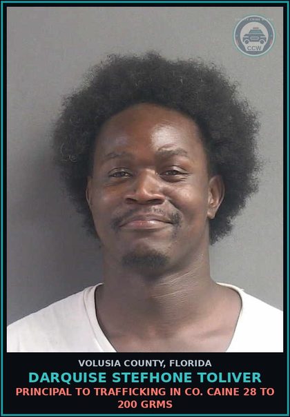 CCW arrest card for DARQUISE STEFHONE TOLIVER in Volusia County: FELONY BATTERY (1 PRIOR)