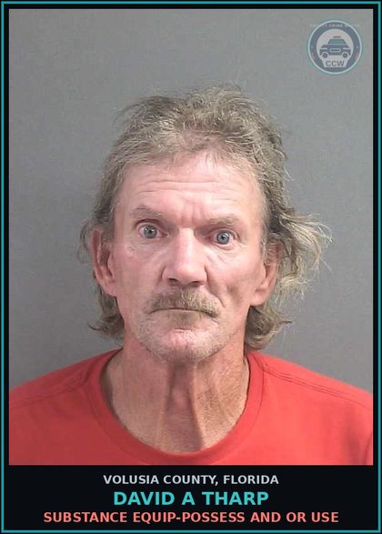CCW arrest card for DAVID A THARP in Volusia County: SUBSTANCE EQUIP-POSSESS AND OR USE