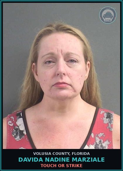CCW arrest card for DAVIDA NADINE MARZIALE in Volusia County: TOUCH OR STRIKE