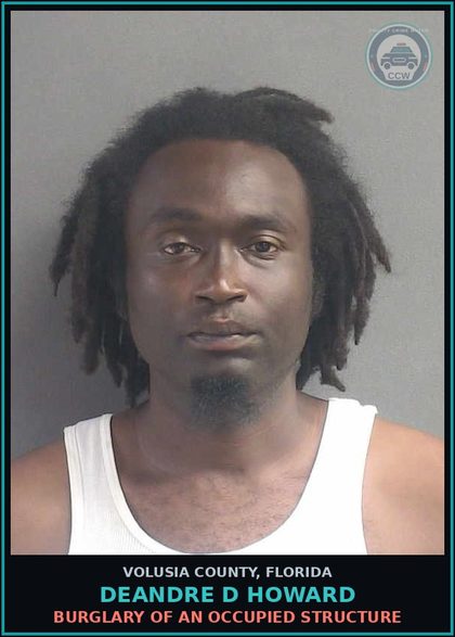 CCW arrest card for DEANDRE D HOWARD in Volusia County: AGGRAVATED STALKING