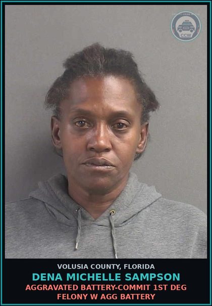 CCW arrest card for DENA MICHELLE SAMPSON in Volusia County: AGGRAVATED BATTERY-COMMIT 1ST DEG FELONY W AGG BATTERY