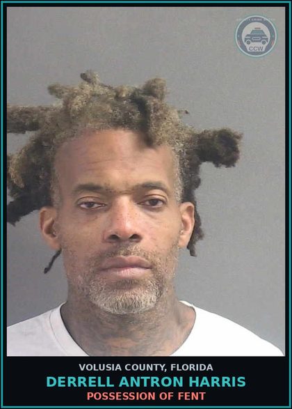 CCW arrest card for DERRELL ANTRON HARRIS in Volusia County: POSSESSION OF FENT
