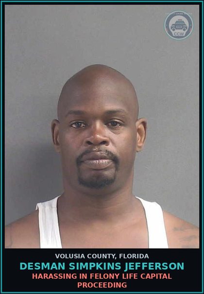 CCW arrest card for DESMAN SIMPKINS JEFFERSON in Volusia County: ASSAULT ON PERSON LESS THAN 12YR OF AGE