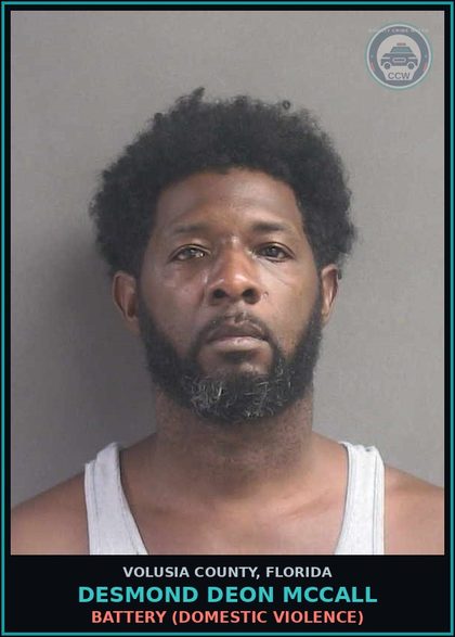 CCW arrest card for DESMOND DEON MCCALL in Volusia County: BATTERY (DOMESTIC VIOLENCE)