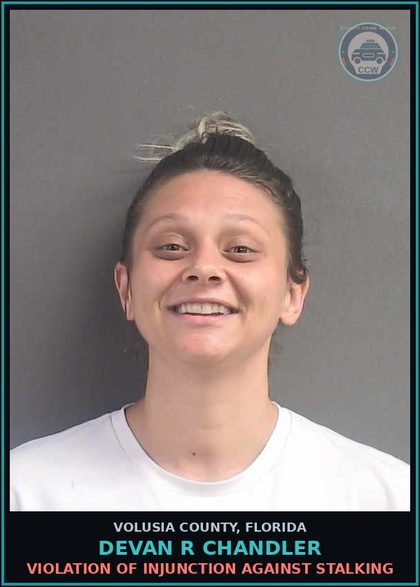 CCW arrest card for DEVAN R CHANDLER in Volusia County: VIOLATION OF INJUNCTION AGAINST STALKING