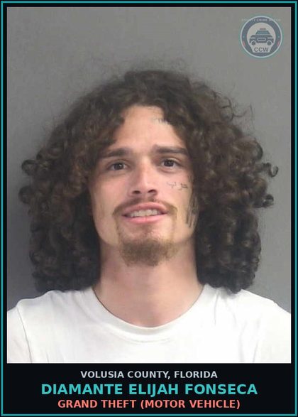 CCW arrest card for DIAMANTE ELIJAH FONSECA in Volusia County: GRAND THEFT (MOTOR VEHICLE)