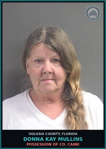 CCW arrest card for DONNA KAY MULLINS in Volusia County: POSSESSION OF CO. CAINE