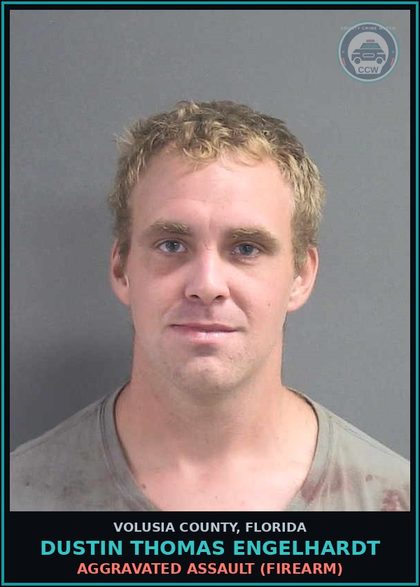 CCW arrest card for DUSTIN THOMAS ENGELHARDT in Volusia County: AGGRAVATED ASSAULT (FIREARM)
