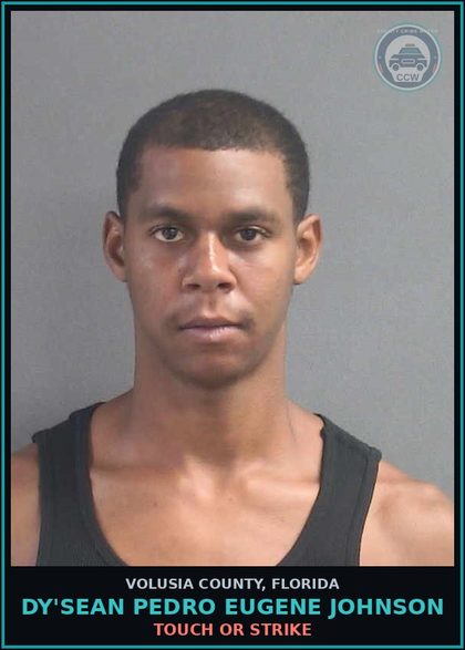 CCW arrest card for DY'SEAN PEDRO EUGENE JOHNSON in Volusia County: TOUCH OR STRIKE