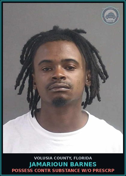 CCW arrest card for JAMARIOUN BARNES in Volusia County: POSSESS CONTR SUBSTANCE W/O PRESCRP