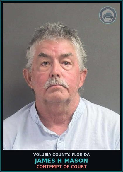 CCW arrest card for JAMES H MASON in Volusia County: CONTEMPT OF COURT