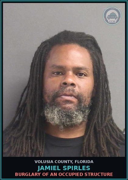 CCW arrest card for JAMIEL SPIRLES in Volusia County: BURGLARY OF AN OCCUPIED STRUCTURE