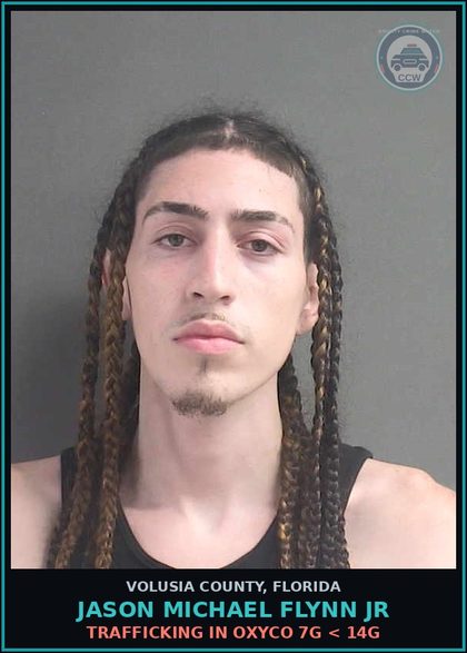 CCW arrest card for JASON MICHAEL FLYNN JR in Volusia County: POSSESSION OF CANNA IN EXCESS OF 20 GRAMS