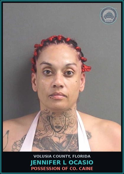 CCW arrest card for JENNIFER L OCASIO in Volusia County: POSSESSION OF CO. CAINE
