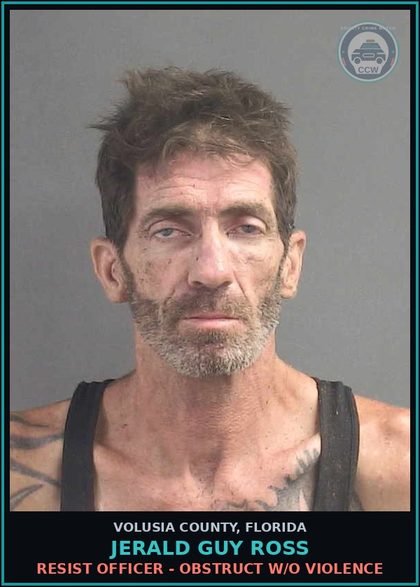 CCW arrest card for JERALD GUY ROSS in Volusia County: DEALING IN STOLEN PROPERTY