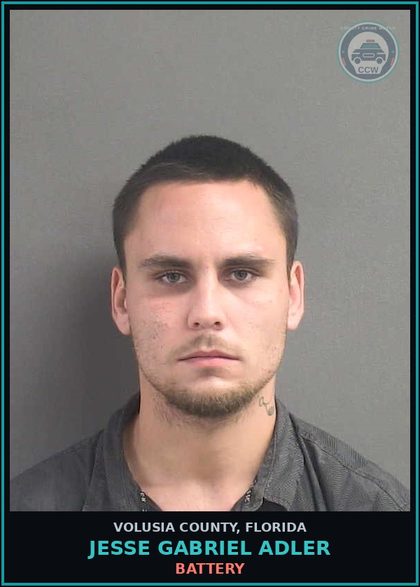 CCW arrest card for JESSE GABRIEL ADLER in Volusia County: BATTERY