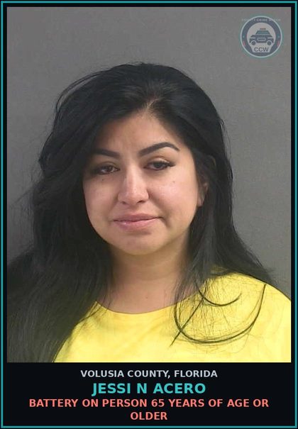CCW arrest card for JESSI N ACERO in Volusia County: BATTERY ON PERSON 65 YEARS OF AGE OR OLDER