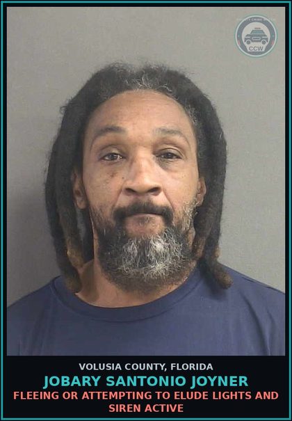 CCW arrest card for JOBARY SANTONIO JOYNER in Volusia County: FLEEING OR ATTEMPTING TO ELUDE LIGHTS AND SIREN ACTIVE