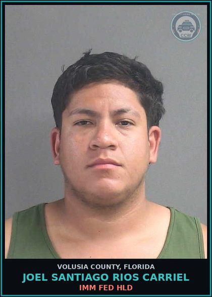 CCW arrest card for JOEL SANTIAGO RIOS CARRIEL in Volusia County: IMM FED HLD