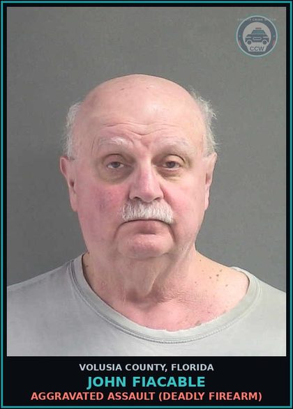 CCW arrest card for JOHN FIACABLE in Volusia County: AGGRAVATED ASSAULT (DEADLY FIREARM)